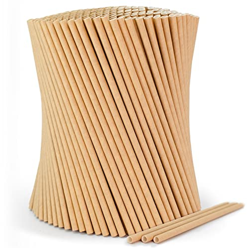 wisefood Lot de 2000 pailles en papier, (4 lots de 500 pièces), marron, emballées individuellement, diamètre : 8 mm x 14,5 cm, sans PLA/PE, jetables, biodégradables, en papier kraft solide