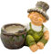 Wichtelstube-Kollektion XXL Gartenfigur Alex, Dekofigur mit Blumentopf für den Garten 36,5 x 26 x 34cm Gartendeko Figuren für draußen Wetterfest mit Pflanzkübel