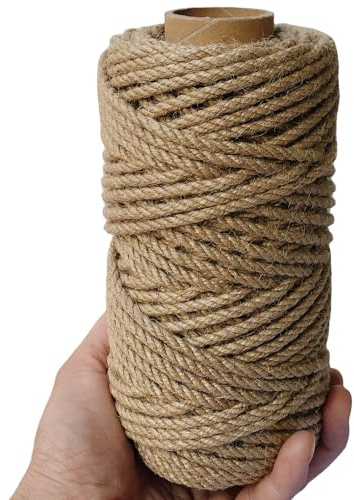 ILIKEEC 4 mm Jute-Schnur, geflochten, natürliches Juteseil, robustes und dickes Bindfaden, für DIY-Kunstwerke, Bündelung, Heimdekoration, Gartenanwendungen (4 mm)