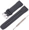 24mm Silikon-Schnellverschluss-Uhrenarmband, kompatibel mit Casio PRG-650Y PRG-600 PRW6600, Herren-Gummiarmband, Ersatz für Pro Trek PRG-650Y (Black Silver Buckle)