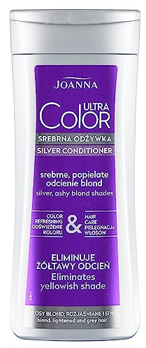 JOANNA Ultra Color Silber Spülung - Haarspülung für Frauen - Farbverbessernde Pflegespülung - Neutralisierung von Unerwünschten Gelbtönen - Erleichtert das Kämmen der Haare - Silberblondtöne - 400 ml