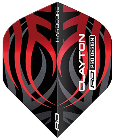 RED DRAGON Hardcore Jonny Clayton Schwarz und Rot Tribal Dart-Flüge - 3 Sätze pro Packung (insgesamt 9 Dart-Flüge)
