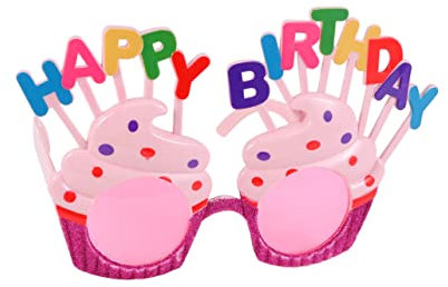 Abaodam Geburtstagsparty-Brille Kuchenbrille Partybrille Lustige Geburtstagsbrille Mit Buchstaben Und Torte-Design Foto-Requisiten Dekoration Für Geburtstagsfeiern Leicht Und Bruchfest ANG