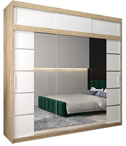 ABIKSMEBLE Armoire Porte coulissante Miroir Verona 4 - Dressing Chambre Adulte - Penderie Vetement Dressing - Garde Robe - Placard Chambre - Armoire 3 Portes - Closet