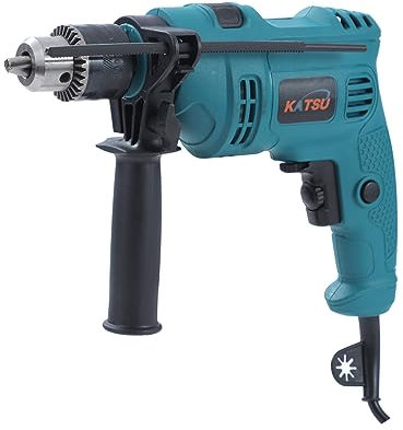 KATSU Taladro de Impacto Eléctrico 500W con Portabrocas de 13mm, Velocidad Variable y Mango Giratorio de 360°, para Taladrar Madera, Ladrillo, Metal y Hormigón