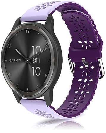 KoGiio 20mm Bracelet pour Garmin Vivoactive 6/5 /Garmin Forerunner 165/Forerunner 165 Music, Soft Silicone Respirant Sangle Bracelet Violet