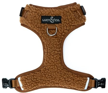 Lucy & Co. Süßes Hundegeschirr, kein Ziehen, Zimt – Stop Pulling & Walk Easy – Geschirr erhältlich in XS-XL für kleine, mittelgroße und große Hunde – Teddybraun (Größe XL)