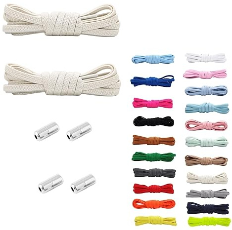 Rhys 2 Juegos Cordones Elásticos Sin Nudo con Hebilla Metal, Cordones Deportivos Ajustables, No es Necesario Atar Cordones de Zapatos, 100cm, para Adultos Niños