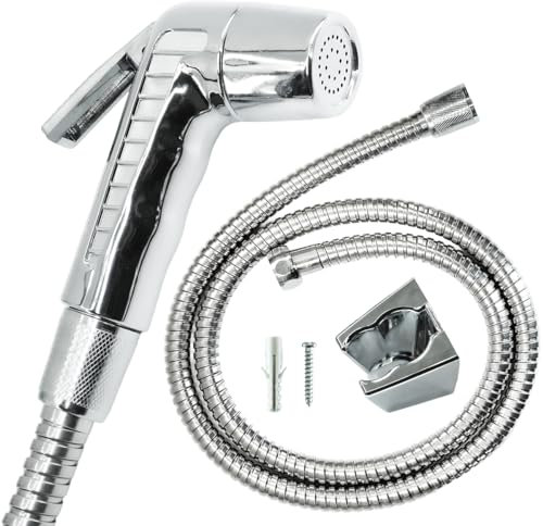 ciciment Chrome Trigger Handheld Shower Head Kit with Hook,59in ABS Flexible Shower Hose,1/2 Thread, On/Off Control - Perfect for Baths, Boats, Caravans