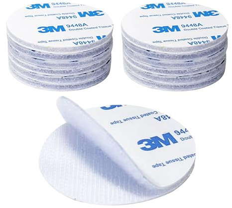 Matmar. 12uds 5x5cm Cierre Adhesivo Doble Cara Extrafuerte | Cinta adhesiva Doble Cara | 12 Hook and 12 Loop | (BLANCO REDONDO)