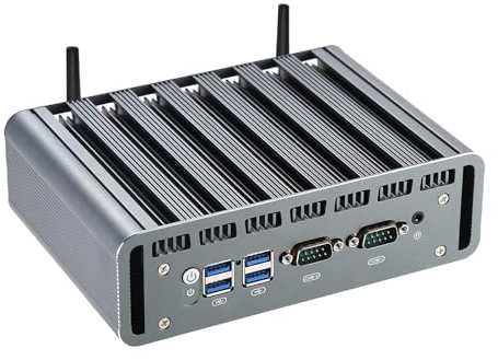 Sharevdi Lüfterloser Industrie Mini PC J4125 (4C/4T), Mini PC Desktop Dual Display 6USB Wi-Fi5.0 BT4.2 8GB DDR4 128GB SSD für Industrie/Digital Visualisierung/Büro (8G 128G)