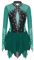 iEFiEL Glitzer Eiskunstlauf Kleid Damen Langarm Kürkleid Strasssteine Rollkunstlaufkleid Leotard Tanzanzug Wettbewerb Tanzkostüm Xb Dunkelgrün XL