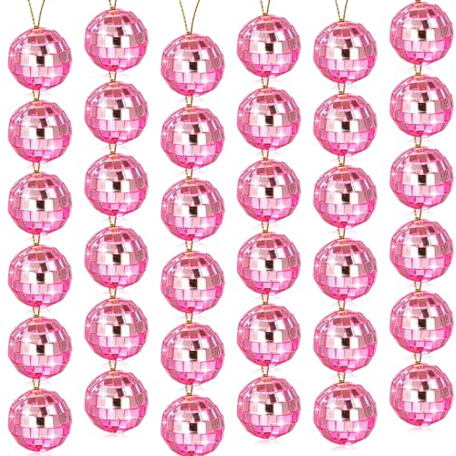 30pcs Rosa Discokugel klein, 3cm Spiegelkugel, Mini Disco Balls, Disco Spiegel Ball, Reflective Mirror Ball, Mini Discokugel Deko für Weihnachtsbaum Hochzeit Geburtstag Party Bar Dekoration