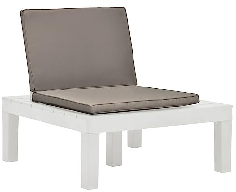 Rantry Gartenliege mit Kissen aus Kunststoff, weiß, Strandliege, Sun Lounger