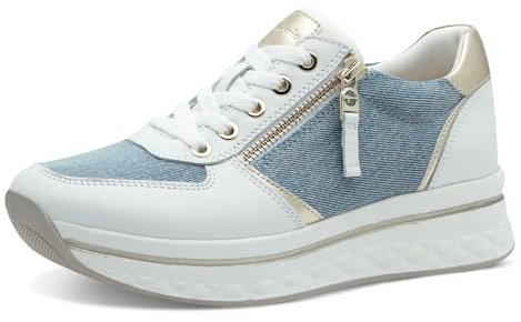 Tamaris Comfort Damen Plateau Sneaker mit Reißverschluss Sportlich, Mehrfarbig (Jeans Comb), 37 EU