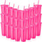 24 Pcs Reusable Cups with Lids and Straws 24 oz Glitter Iced Coffee Tumbler Plastic Travel Mug Cup for Smoothie Juices Birthday Sleepover Party Supplies (Hot Pink)