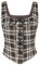 SCARLET DARKNESS Damen Mittelalter Weste Plaid Square Neck Lace-up Festlich Ärmellos Weste Dunkelbraun L