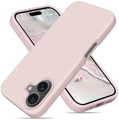 OitiYaa Liquid Silicone Case for iPhone 16 Case,Full Body Protective Cover with 4 Layer Shockproof Structure, Soft Ultra Slim Phone Case with Anti-Scratch Microfiber Lining, 6.1 inch,Chalk Pink