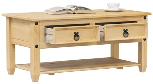 Home Garden Couchtisch mit Schubladen Corona 100x48x45cm Massivholz Kiefer