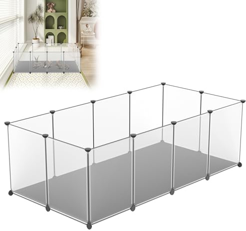 XMTECH Gehege für Kleintiere mit Bodenplatten 143x73x46 cm – Kleintiergehege, Freilaufgehege Kaninchen, Meerschweinchen Gehege & Käfig, robuster Kunststoff, Indoor & Outdoor