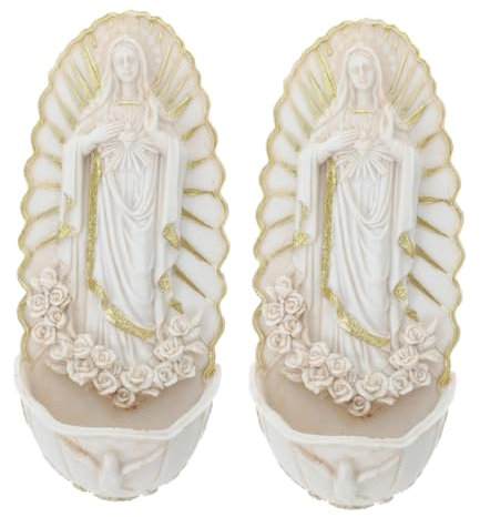 ABOOFAN 2 Pezzi Ciondolo della piscina sacra Decorazione dell'acquasantiera Decorazione cattolica dell'acquasantiera Decorazione da appendere all'acquasantiera acquasantiere ceramica Beige