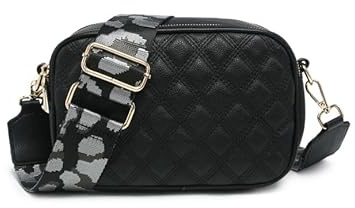 JFY Double Top Zipped Sections Canvas Strap Cross Body Bag
