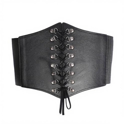 JALEVID Damen Mittelalter Gürtel mit Gummiband, Retro Elastische Taille Gürtel, Vintage Breiter Corset Belt Damen für Kleid, Einstellbar Korsett Gurt Schnürgürtel für Halloween Karneval Kostüm