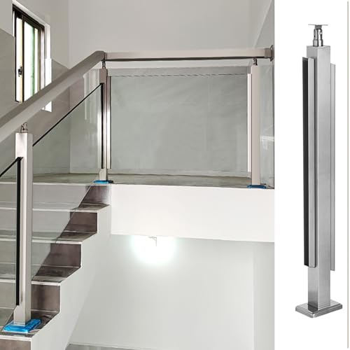 GIVROLDZ Ringhiera in Vetro Terminale Post, 304 in Acciaio Inox Balaustra in Vetro con Fessure per Spigot per Interni Ed Esterni Ringhiera di Ponte, Balcone, Soffitta, Scala,Mid Post,33.4 inch/85cm