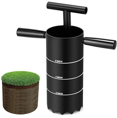 Lanties Golf Hole Cutter, Portable Cup Cutter with Detachable Handle & Serrated Carbon Steel Blade, Standard 4 & 6 Hole Digger for Backyard Putting Green Practice, 2 Bulb Planter for Garden
