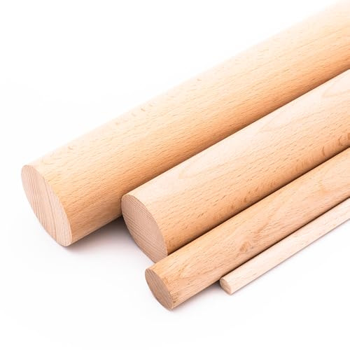 Holzrundstab Buche glatt Ø 50 mm Länge 1000 mm Holzstange 1 m lang Basteln Rundholz - 1 Stück (50 x 1000 mm)