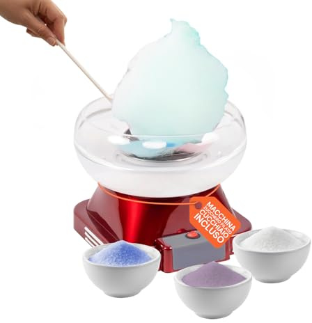 Avilia - Elektrische Zuckerwattemaschine 500 W, einfach zu bedienen, mit abnehmbarem Behälter, Zubehör und schneller Erwärmung für farbigen oder aromatisierten Zucker, ideal für Kinder und Partys