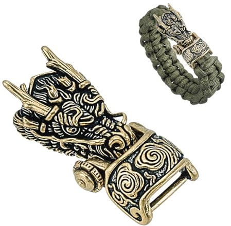 nbeads Messing Paracord Schnallen, Drachenkopf Messingschäkel Armbandschnalle Für EDC Geflechtseil DIY Paracord Bastelzubehör, Antik Bronze, 4.85x2.2cm