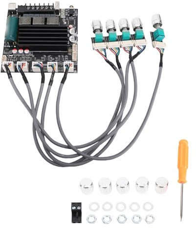 Digital Amplifier Board, BT 2.1 Channel 100W+100W+200W TPA3221 Chip Power Amp with Subwoofer Bass Port and Safety Features