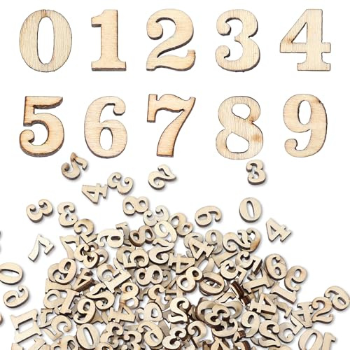 200 Stück Holzzahlen Kleine Holz Zahlen 15mm 0-9 Klein Holzzahlen zum Basteln für DIY Handwerk Hochzeit Dekoration Display Party