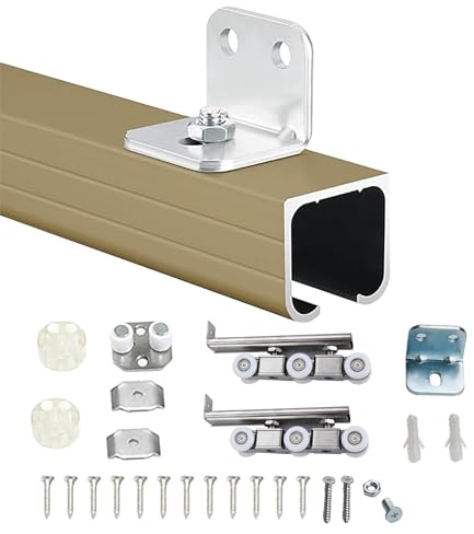 Rail Porte Coulissante Rail de Porte Coulissante Simple pour Plafond ou Mur, Kit de Quincaillerie pour Porte Coulissante à Galandage, Système de Rail Renforcé pour Porte de Placard(250cm(98.5in))