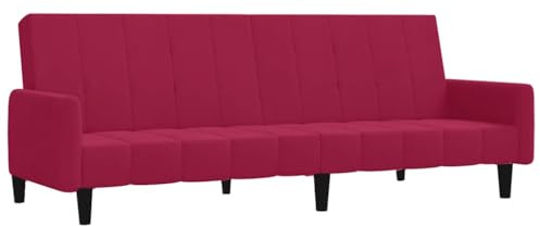 KPOUTRFG Schlafsofa 2-Sitzer Weinrot Samt Schlafcouch – Bequemes 2-in-1 Sofa Bett mit robustem Holzrahmen für Wohnzimmer und kleine Räume