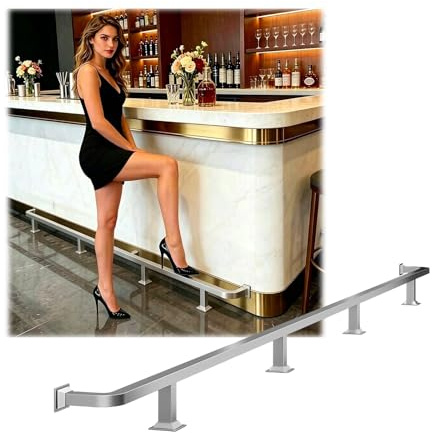 Edelstahl-Bar-Fußschienen-Set Für Den Innen- Und Außenbereich, Robuste Bar-Fußstütze Für Theke, Kneipe Und Küche(Silver,3.2M/10.50FT)