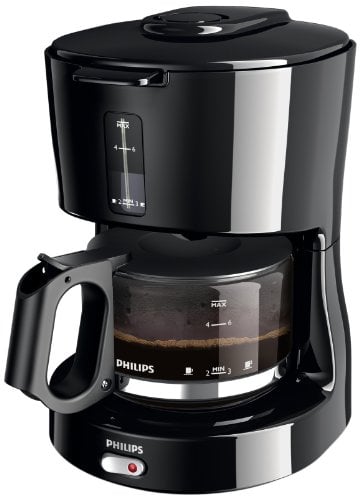 Philips HD7450 / 20 - Macchina per caffè con una capacità da 4 a 6 tazze, design compatto, indicatore livello acqua, sistema a gocci, nero