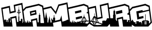 Skyline4u Hamburg Wandtattoo Schriftzug Wandaufkleber 50 x 8,3cm schwarz