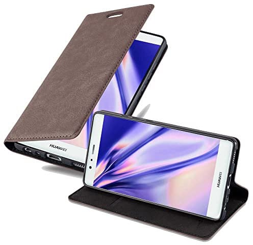 Cadorabo Hülle kompatibel mit Huawei P9 aus Premium Kunst Leder Flip Klappbare Stoßfeste Magnetische [Standfunktion] [Kartenfächern] Cover Hülle für Huawei P9 Tasche in Braun
