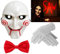 Mega_Jumble Adult Unisex Halloween Billy The Puppet Saw Terror Theme PVC Mask White Gloves & Red Bow Tie Crazy Killer Demon Chainsaw Massacre Cosplay Costume Accessories