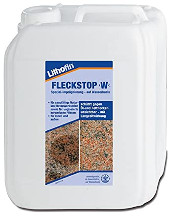 Lithofin Fleckstop W 5 Liter - mit Langzeitwirkung - Wassergelöste Spezialimprägnierung mit Nano-Effekt