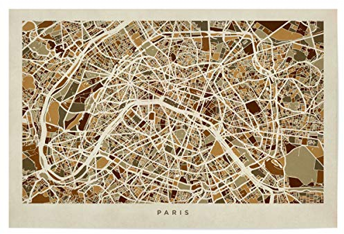 artboxONE Poster 30x20 cm Städte/Paris Paris France Street Map - Bild Paris Stadtkarte Carte de Paris
