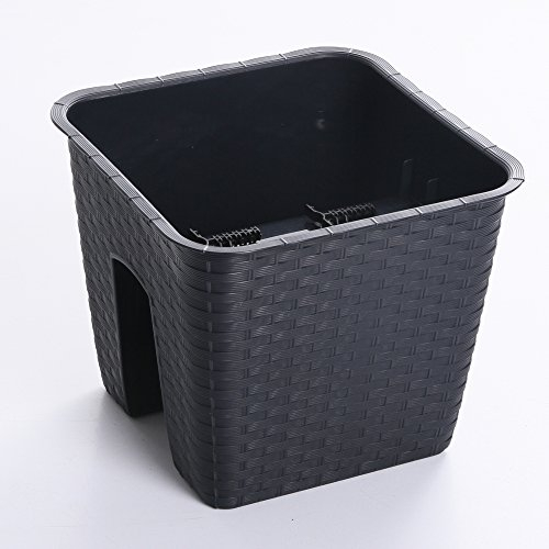 Blumenkasten Balkonkasten Railing Geländerkasten Blumentopf 4 Farben Rattan Optik 2 Größen von rg-vertrieb (280 Anthrazit)