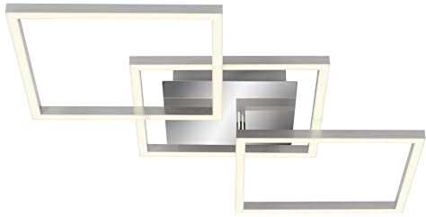 BRILONER - LED Deckenlampe dimmbar in Stufen, schwenkbar, warmweiße Lichtfarbe, LED Lampe, Deckenleuchte, Wohnzimmerlampe, Schlafzimmerlampe, Küchenlampe, Deckenstrahler, 76,3x36,8x7,3 cm, Chrom-Alu