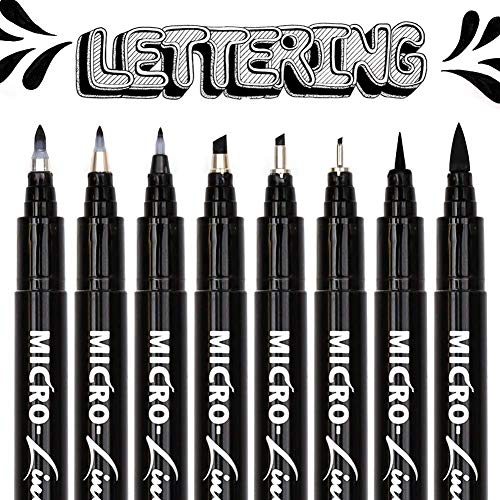 TOUCHNEW Kalligraphie Stifte, 8 size Hand Lettering Pens,Finelliner pens, Kugelschreiber für Anfänger, Kunstzeichnungen, Unterschrift, Aquarellillustrationen, Aufzählungszeichen. (8pcs)