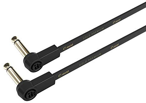 Adam Hall Cables 4 STAR IRR 0030 FLM - Pedalboard Patchkabel, 6,3mm Winkelklinkenstecker mono auf 6,3mm Winkelklinkenstecker mono, schwarz, 0,3m