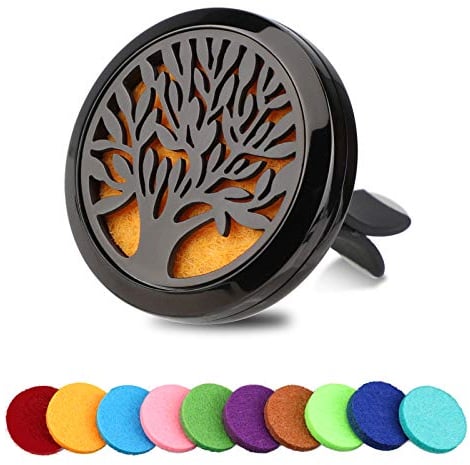 OOTSR Auto Aromatherapie Ätherisches Öl Diffusor, Edelstahl Lufterfrischer Vent Clip Medaillon mit 10Stk Ersatz Filz Pad für Auto, Wohnzimmer, Büro