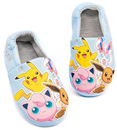 Pokemon Hausschuhe Mädchen Kinder Pikachu Sylveon Eevee Blaue Schuhe Müßiggänger 28