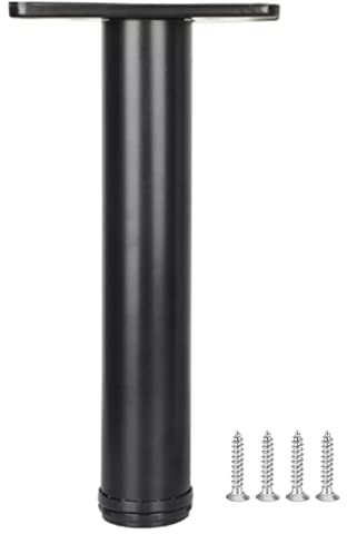 Pied Table Haute Reglable, Pieds de Meubles Noir, Ø6 cm | 20 - 110 cm Pied pour Meuble Commode Ronds Pied Table Console Aluminum Pieds de Table Basse/Table à Manger,Patin en plastique,4 pcs (110cm)